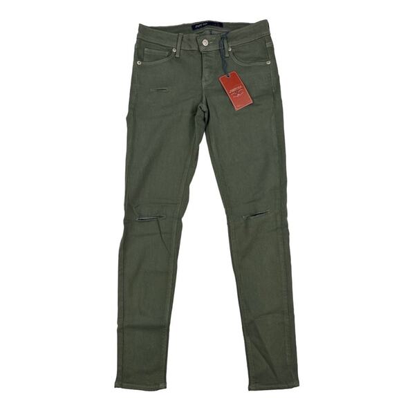 Just USA - Destroyed Ankle Length Skinny Jeans in Moss Green - Picture 1 of 4